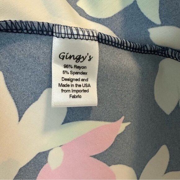 Gingy | Blue Pink Floral Shift Dress Size Small - Picture 6 of 7